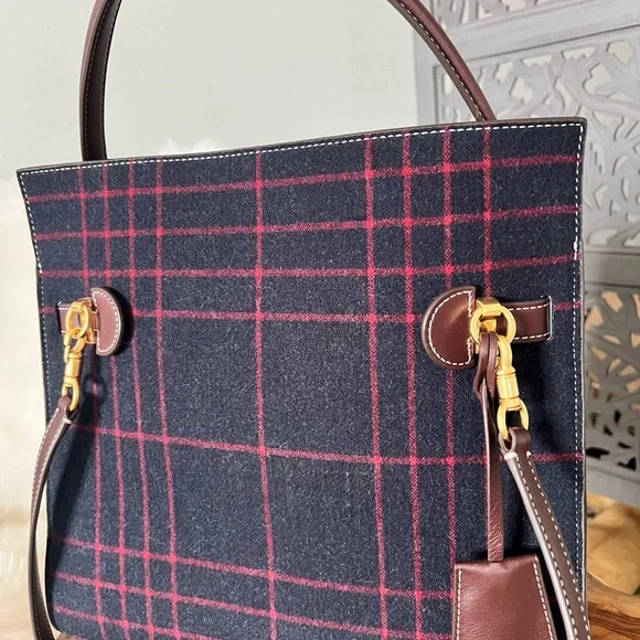 Tory Burch Lee Radziwill Double Bag Plaid Satchel - Picture 5 of 11